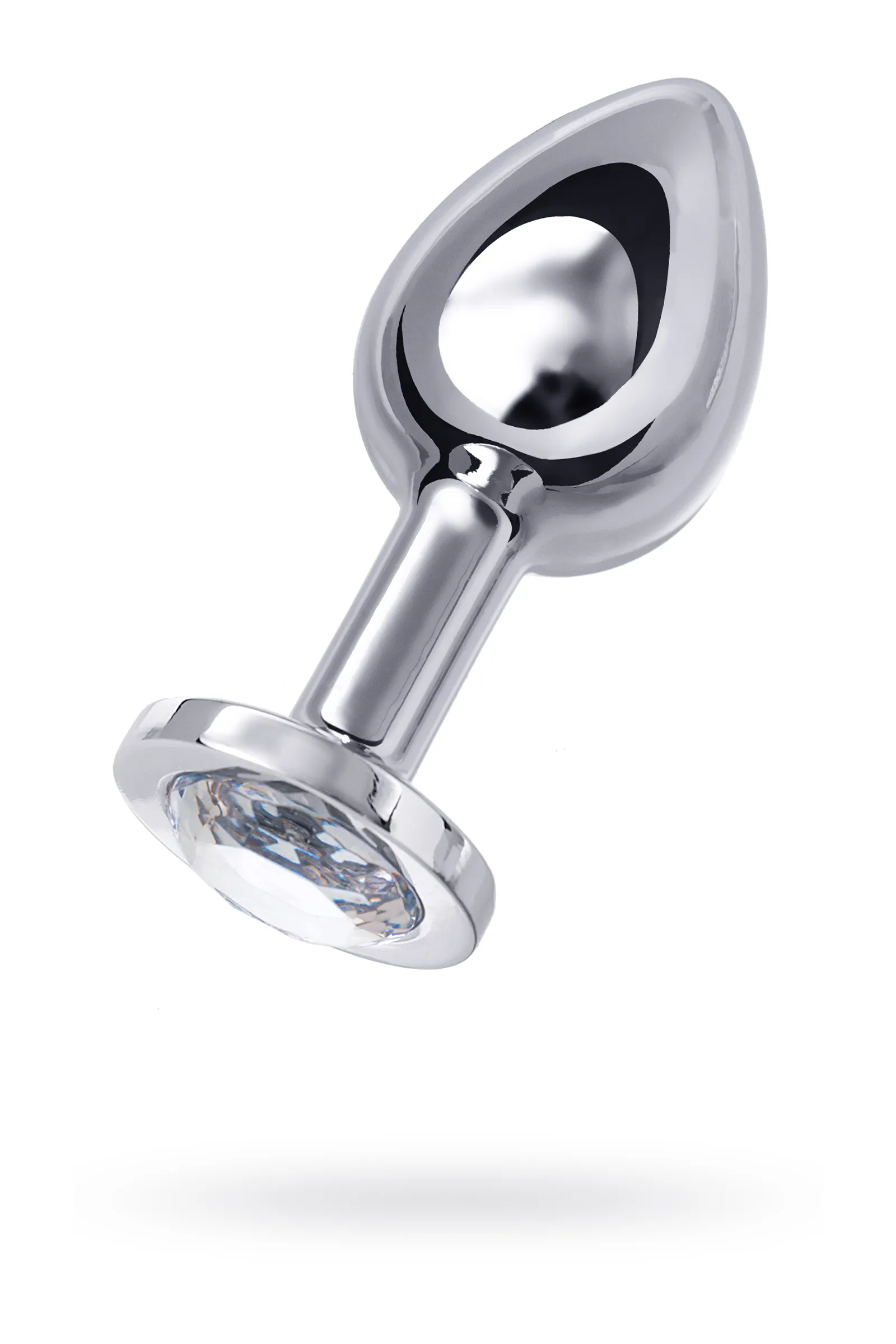 Анальная втулка  TOYFA Metall, металл, серебрянная, с белым  кристаллом, 10 см, Ø 4 см