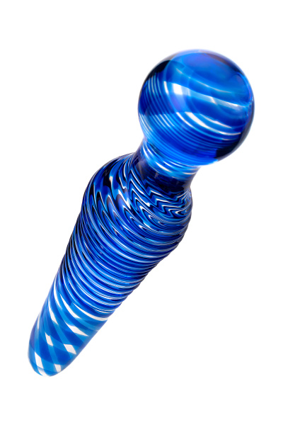 Двусторонний фаллоимитатор Sexus Glass, стекло,синий, 17 см