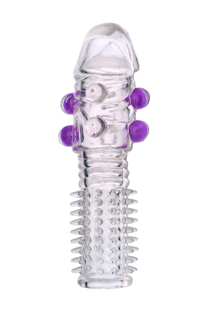 Насадка гелевая с шариками Toyfa, Прозрачная, 14 см, Ø 4