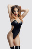 Боди Glossy Reina из материала Wetlook, черное, S